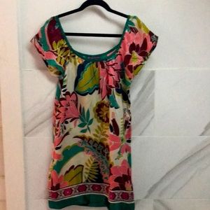 Hale Bob Off Shoulder Silk Dress Short Sleeves